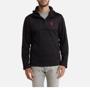 New SPYDER Ray Half Zip Waffle Knit Pullover Hoodie Men's Size Small Black Color